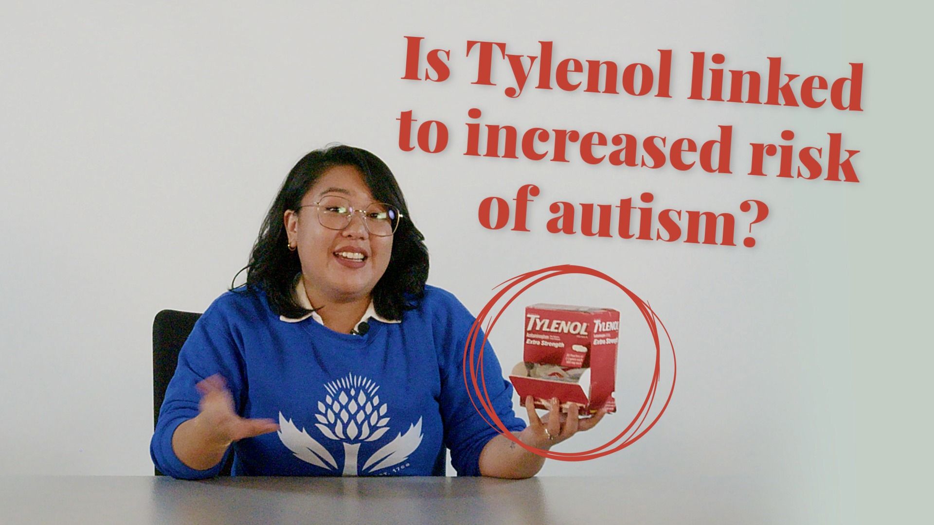 futemax futebol ao vivo hoje barcelona - Person in Britannica sweatshirt at table holding a box of Tylenol; big red text reads, “Is Tylenol linked to increased risk of autism?”